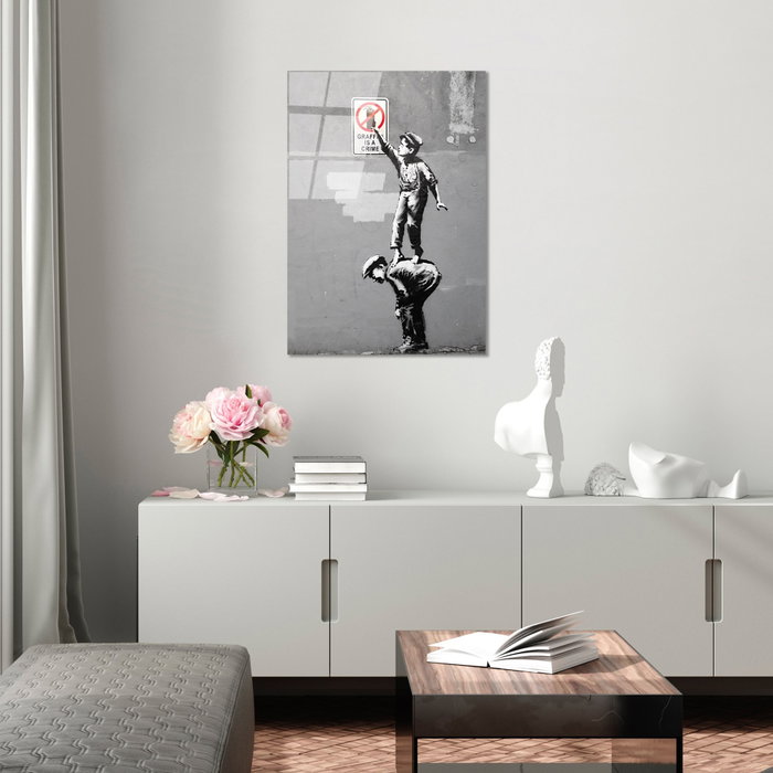Wallity Cuadro Decorativo de Vidrio Templado Banksy 45 x 65 cm Wallity Cuadro Decorativo de Vidrio Templado Banksy 45 x 65 cm